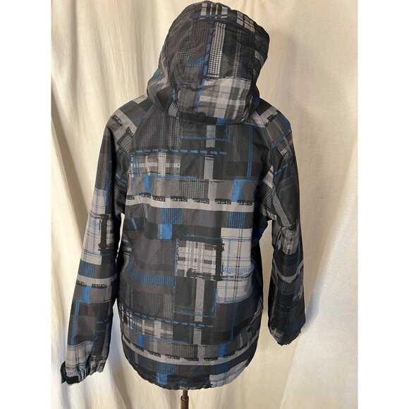 Tony, Hawk jacket medium plaid blue black hooded full-zip-pocket-under arm - Picture 4 of 16